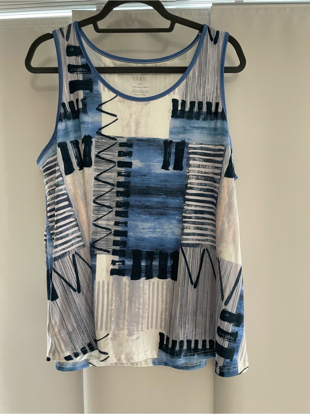 Women Blue Patterned Tank Top